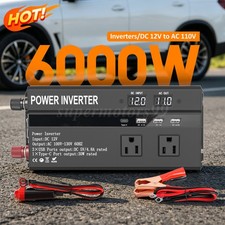6000W Car Power Inverter DC 12V To AC 110V Pure Sine Wave Solar Converter Type-C