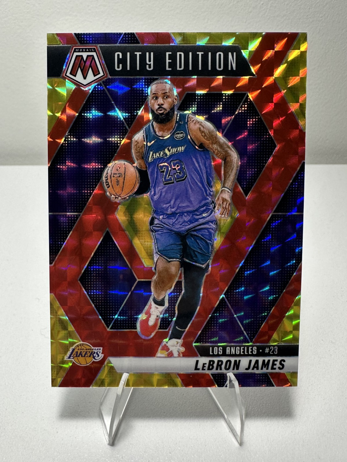 2024 Panini Mosaic LeBron James #286 City Edition Red & Yellow Mosaic Prizm /75