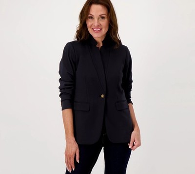 Studio Park x Jayne Ponte Knit Notch Collar Blazer Black 5X New