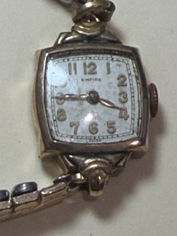 Vintage Empire Swiss Ladies Wrist Watch Speidel Bracelet Art Deco Style As-Is