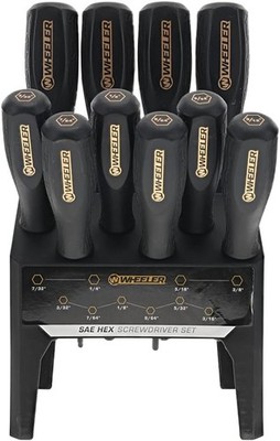 Wheeler 10 Piece SAE HEX Benchtop Screwdriver Set Gunsmithing Tools 4005280