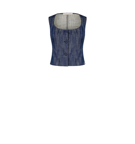 Gilet Aderente In Denim Con Scollo Quadrato Rinascimento Collezione Primavera Es - Photo 1 sur 4