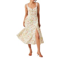 NWT ASTR Julietta Orange Ivory Floral Corset Midi Dress XL MSRP $164