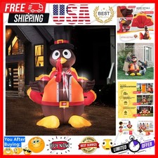 5ft Height Thanksgiving Inflatable LED Lighted Turkey with Hat Blow up Outdoo...