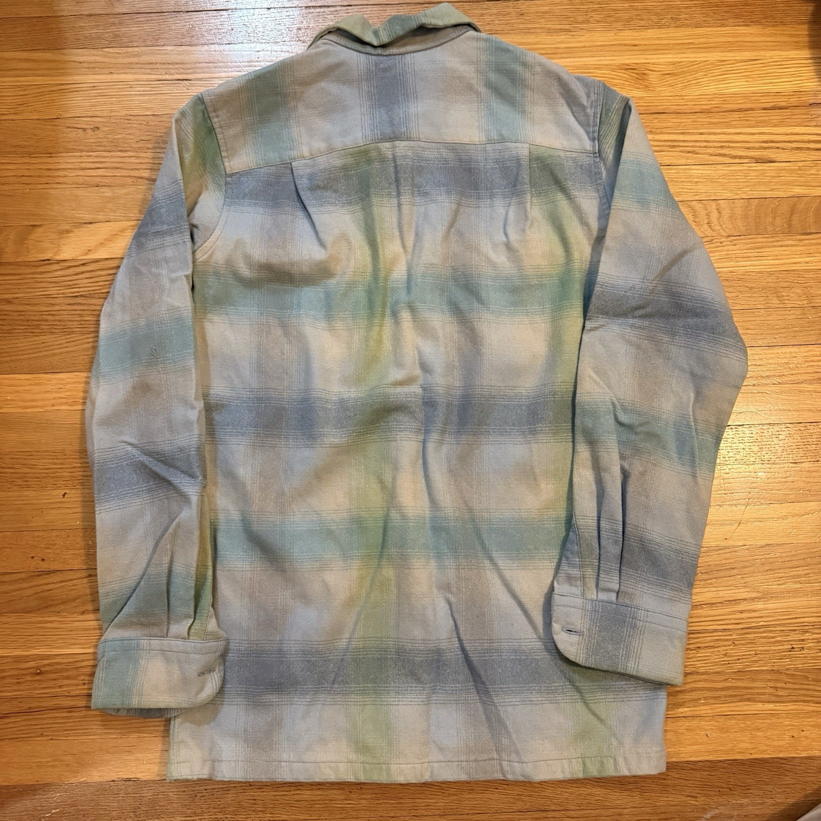 Pendleton Blue Green Loop Collar Flannel Wool Boa… - image 7