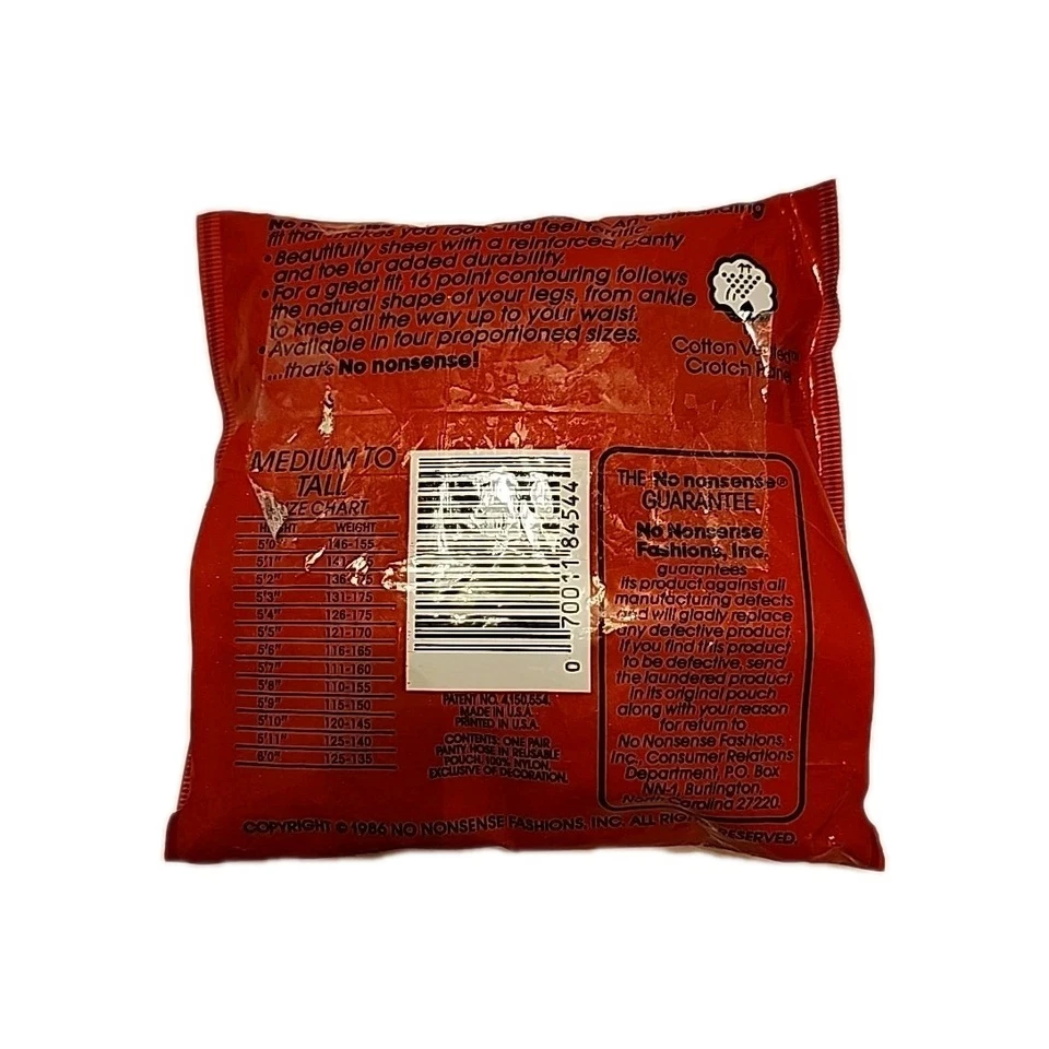 No nonsense Regular Pantyhose- 9 TAN - Med. to Tall B Reinforced Toe From 1986 - Image 2 of 2