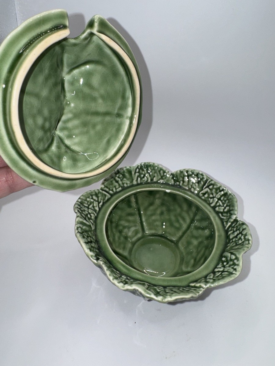 Vintage Bordallo Pinheiro Green Cabbage Tureen Portugal Soup Bowl