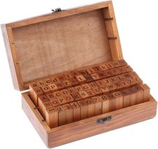70 pcs Wooden Rubber Stamps Number and Alphabet Letter Wood Stamps...