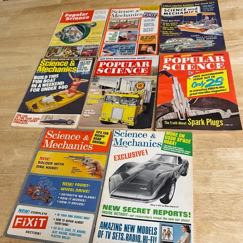 8 Vintage Popular Science & Mechanics Magazines 1960s Corvette Bronco Lot