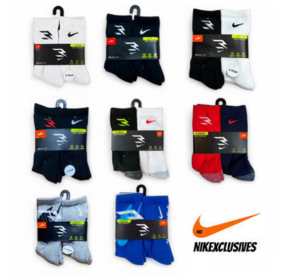 Nike Dri-Fit 3BRAND Performance Cushioned Crew Socks - 6 PAIRS Adult Sizes NWT