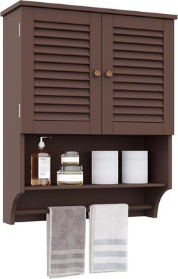 Bathroom Wall Cabinet W/ Towels Bar 23.6'' L x7.9 W x27.5 H MDF Material Medicine