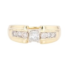 .68ctw Diamond Solitaire with Accents Engagement Ring 14k Yellow Gold Size 6