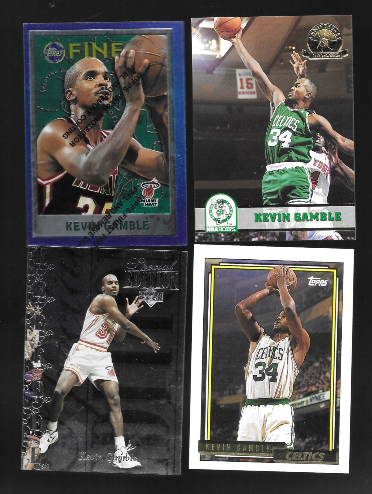 Kevin Gamble Basketball Card Lot (4)  1 FINEST 1 TOPPS GOLD, 1 SE, 1 5TH ANNIV