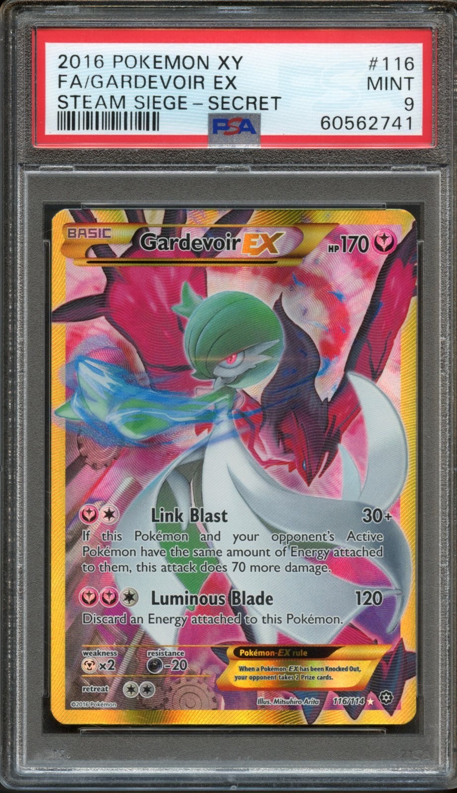Gardevoir EX 116/114 Steam Siege Secret Rare PSA 9 Mint Pokemon Card
