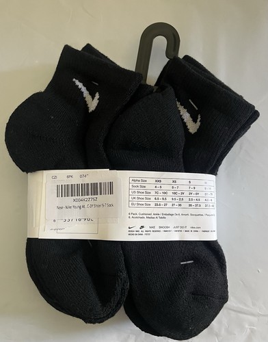 NIKE Brand Boys Socks Ankle -Cushioned Breathable Dri Fit 6 Prs SIZE 10C-3Y - Picture 2 of 2