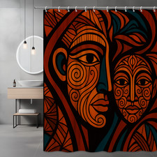 Stylish Black and Orange Shower Curtain with Modern Art Design