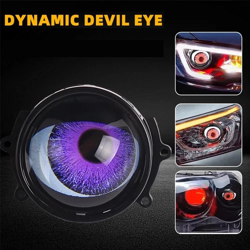 Car Dynamic Devil Eyes Lights 3 Inch 12v Car WIFI Control Eyes Retrofit Kit - Picture 6 of 17