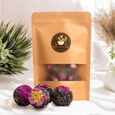 Golden Sip Chinese Green Tea Flower Blooming Blossom Ball Organic 15 balls
