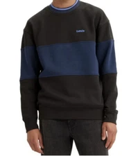 New Levi’s Mens Crew Neck  Sweatshirt blue Black Small Comfy Two-Tone Small