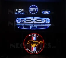 Lot of 5 Neon Signs Ford Mustang 1964 GT 5.0 Hand blown Glass Garage lamp light