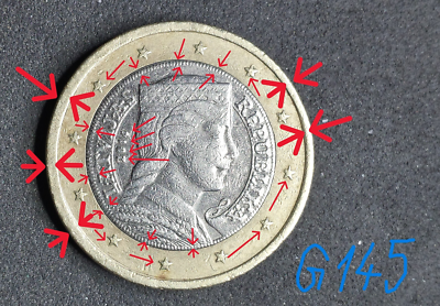Latvia,1 Euro Coin,2014 Great very rare coin stamp defect Weight 7