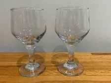 Clear Glass Wine Juice Glass Footed 6" 8OZ Matching Pair