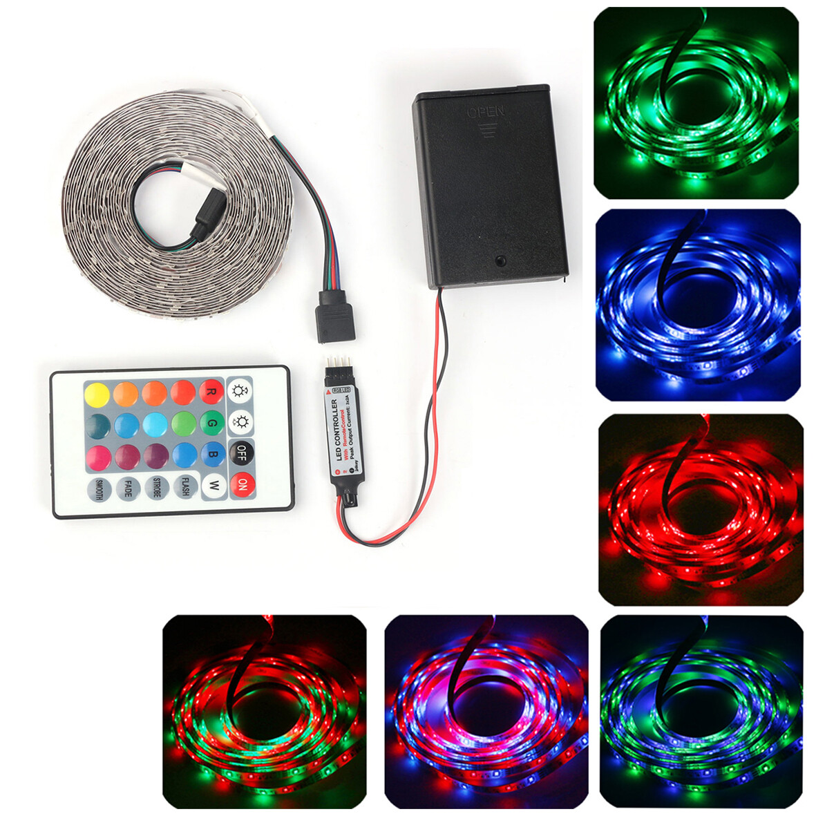 LED Strip Lights Battery Operated Dimmable RGB 2835 TV Back Lighting