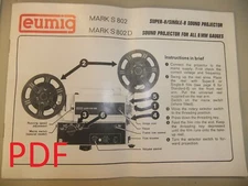 Instructions cine movie projector EUMIG MARK S 802 & 802D - Email/CD