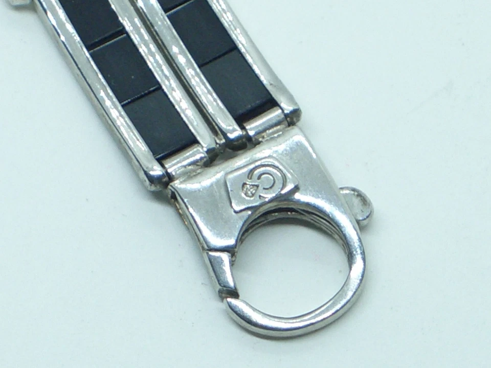 Linda pulseira masculina estilo porta ônix ouro amarelo 10k e prata esterlina - Imagem 3 de 4