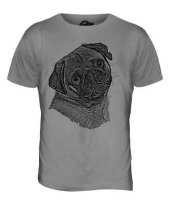 PUG SKETCH MENS PRINTED T-SHIRT TOP GREAT GIFT FOR DOG LOVER DRAWING