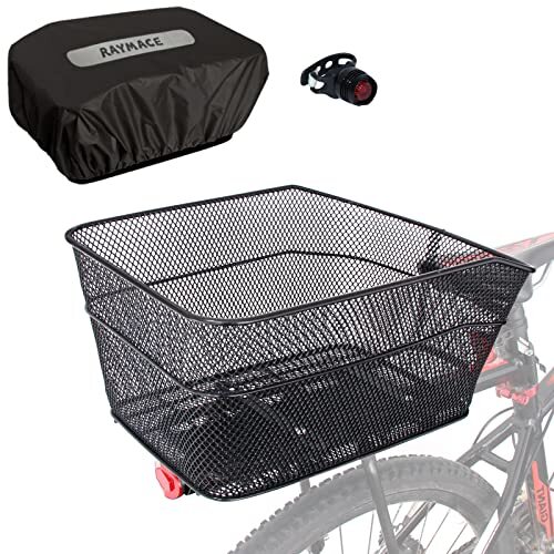 RAYMACE Rear Bike Basket with Waterproof Cover,Bicycle  Asso