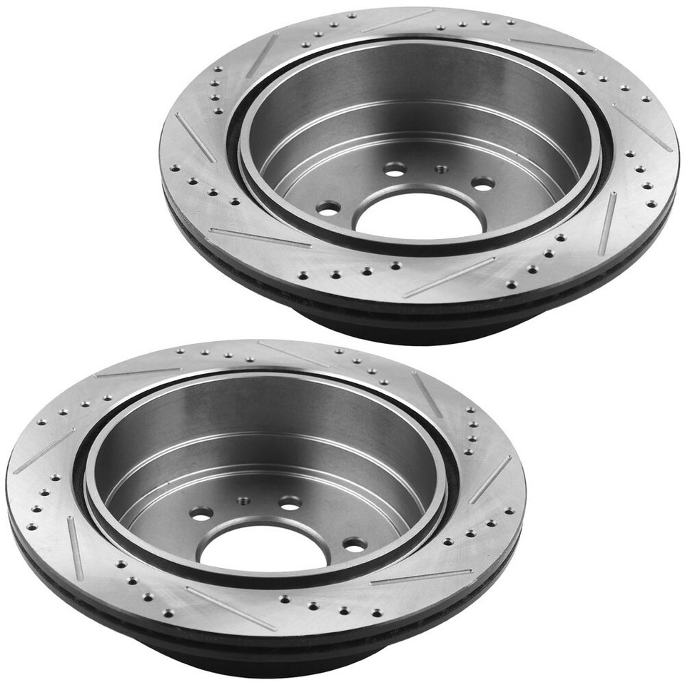 Rear Drilled and Slotted Brake Rotors Brake Pads For Ford F150 2006