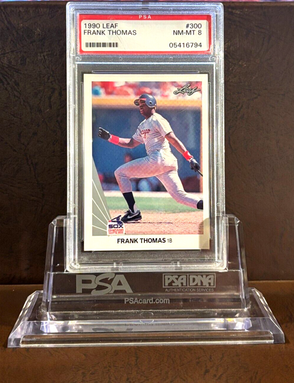 1990 Leaf Frank Thomas HOF #300 PSA-8 Rookie Card (New Format)