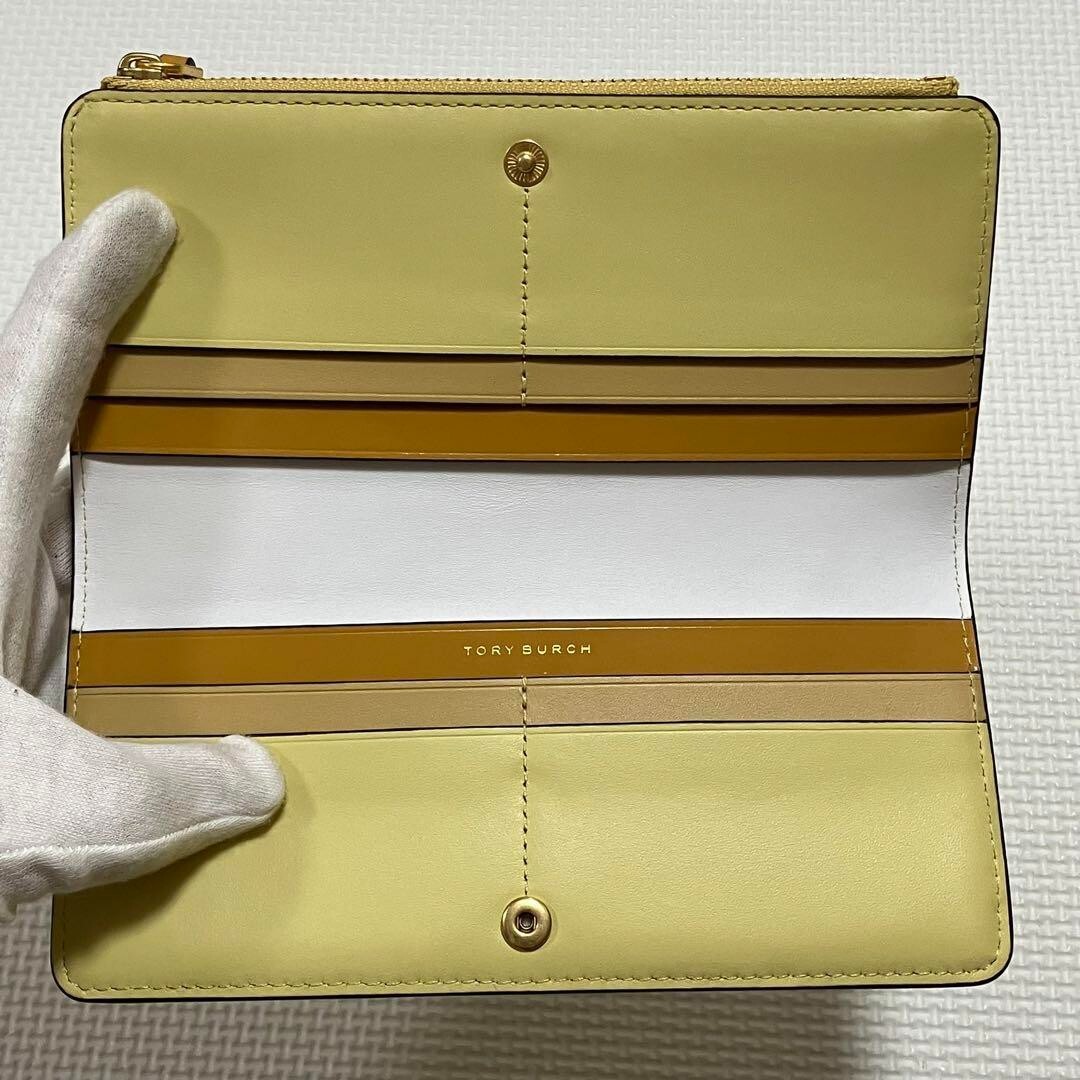 未使用TORY BURCHトリーバーチ　パテントレザー長財布　イエロー×ホワイト s-l400.jpg