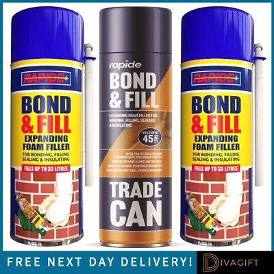 RAPIDE BOND & FILL EXPANDING FOAM GAP AIRTIGHT CRACK SEALS WEATHERPROOF SEALANT SEALER