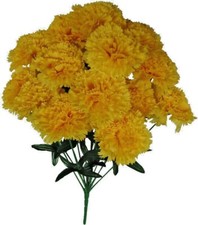 Yellow Carnation 14-Bloom 21" Bush Silk Flower Home Outdoors Decors Crafts US