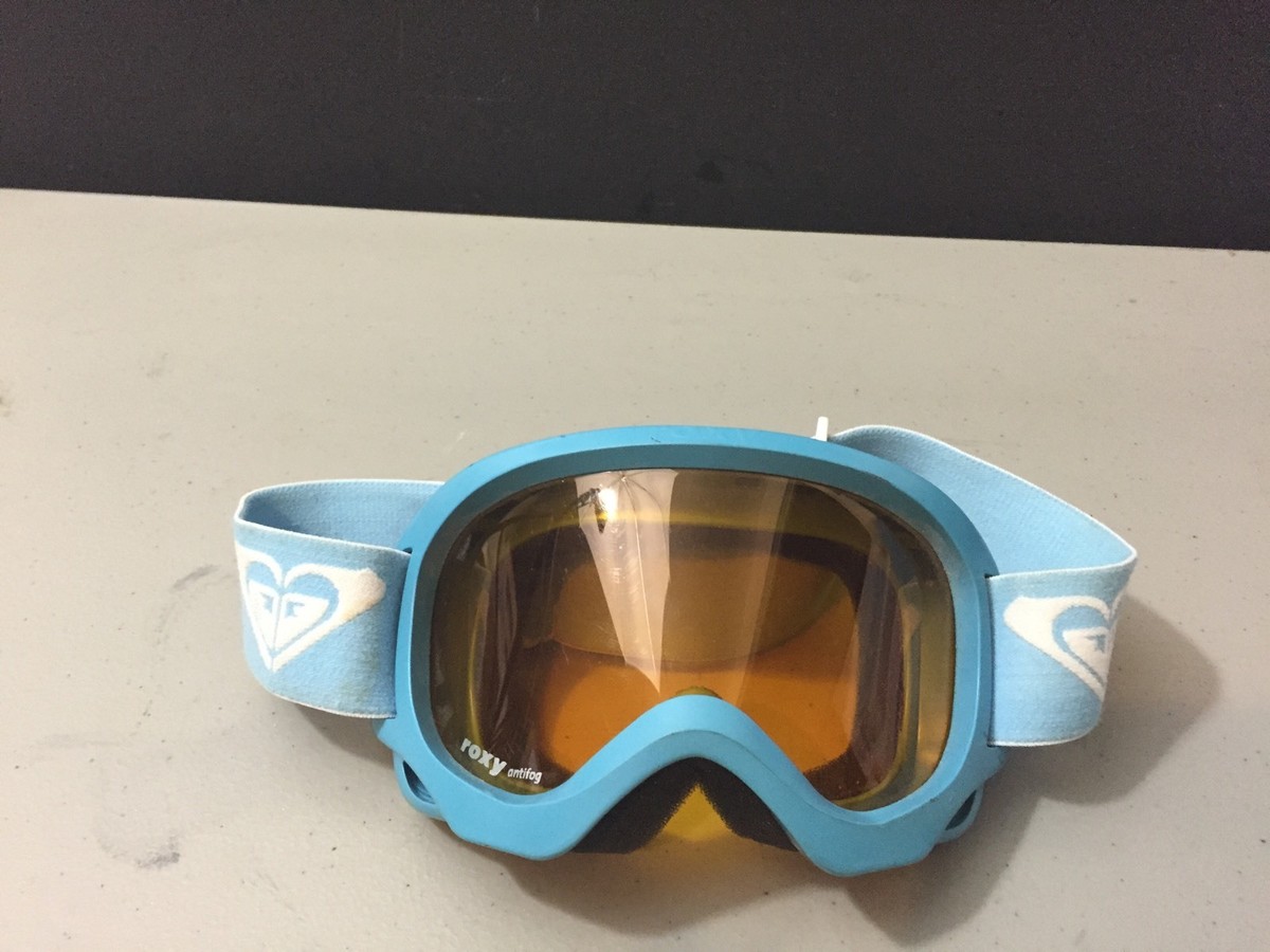 Girls Youth Roxy Snow Goggles Antifog Blue Frame Blue Strap Orange Lens