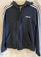 VINTAGE ADIDAS BLACK WOMANS FULL-ZIP HOODIE SWEATSHIRT JACKET SIZE M NICE SHAPE 