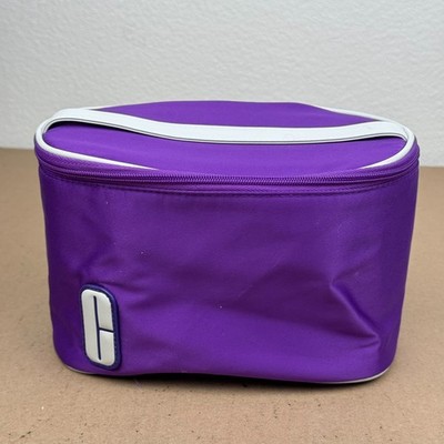 Clinique Purple Cosmetic Bag White Trim Travel Makeup Vanity Case