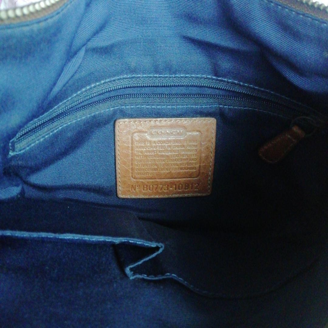 COACH Patchwork Adjustable Shoulder Bag Blue x Br… - image 7