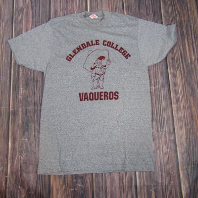 Vintage Glendale College Vaqueros Shirt Mens Medium Gray NCAA Baseball 80s