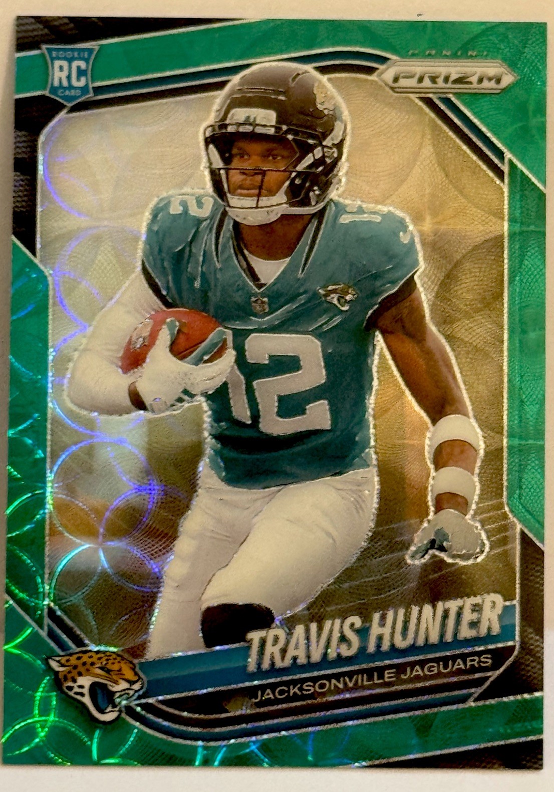 2025 Prizm Travis Hunter Green Scope Prizm Rookie #301 Serial #/75 Jaguars