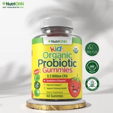 Kids Probiotic Gummies - USDA Organic & Vegan - Gut & Immune Support - 2.5B CFU