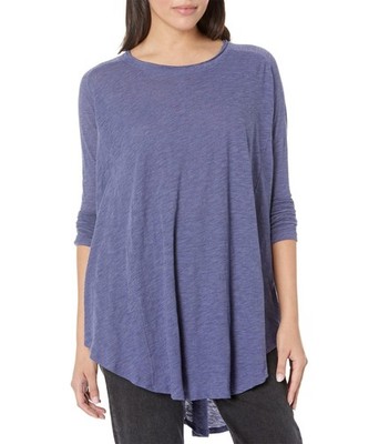 Free People Top Women Medium Aria Trapeze Deep Periwinkle Oversize Lagenlook