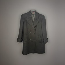 Vintage Alorna Pea Coat Large Black 80s Made In USA 100% Wool Classic Luxury