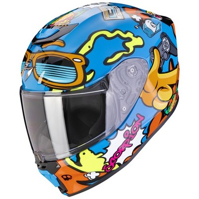 Scorpion Helm Integralhelm Kinder Motorradhelm Exo-JNR Air Fun Blau/Orange