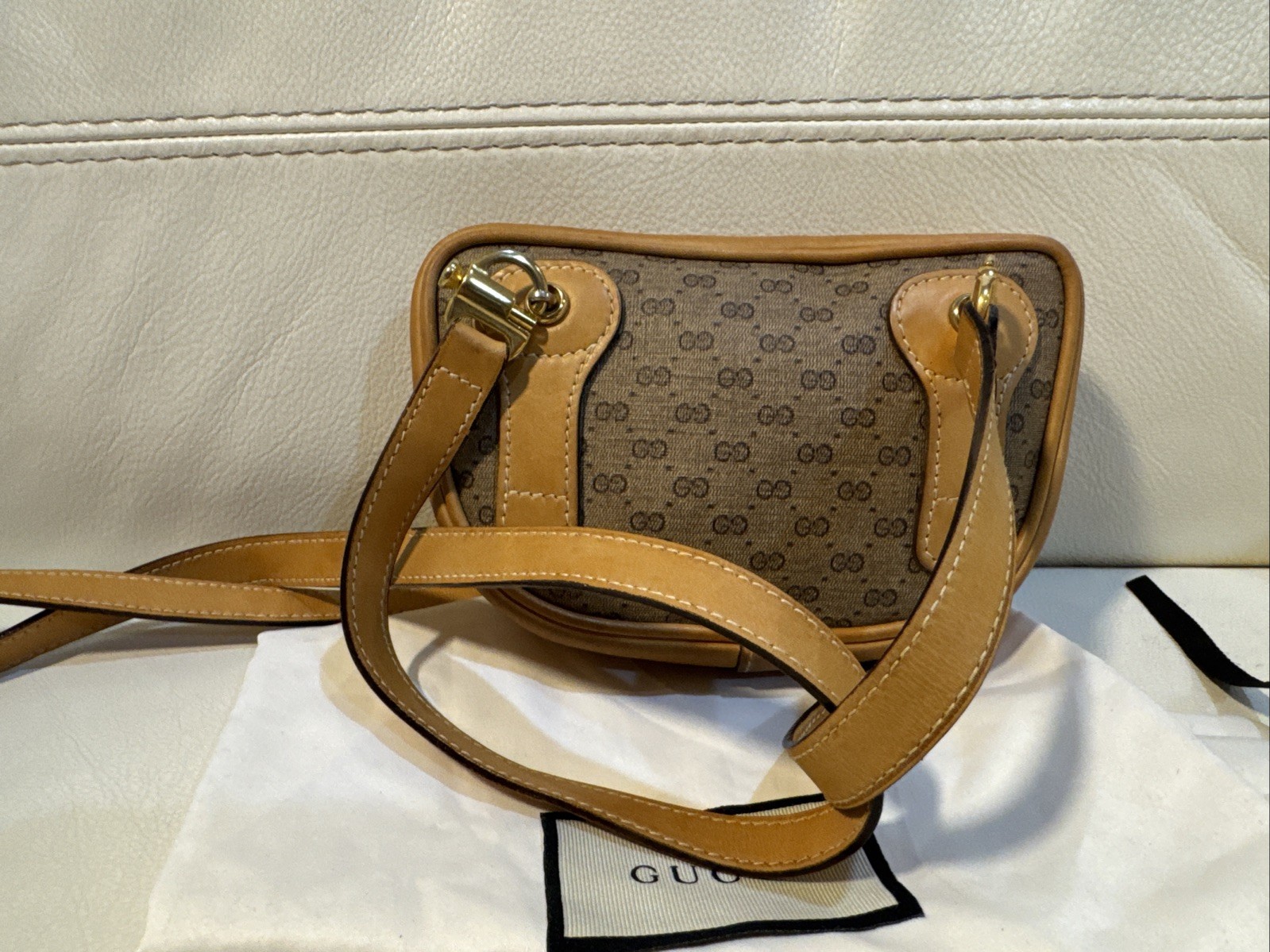 Gucci Micro Holster GG Supreme Shoulder Bag PVC Beige Gold  007 067 0523 RARE! thumbnail 5