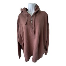 Aerie Super Soft Plum Distressed Hoodie With Buttons Oversized Size XL