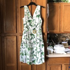 Vince Camuto Womens Printed Belted Cotton Ruffle Tiered MIDI Dress Plus Size 16W