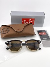 New Ray-Ban Clubmaster Classic RB3016 Tortoise Gold 51mm Sunglasses